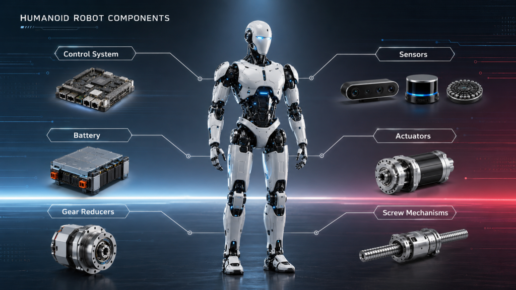 What are the components of a humanoid robot? humanoid robot components