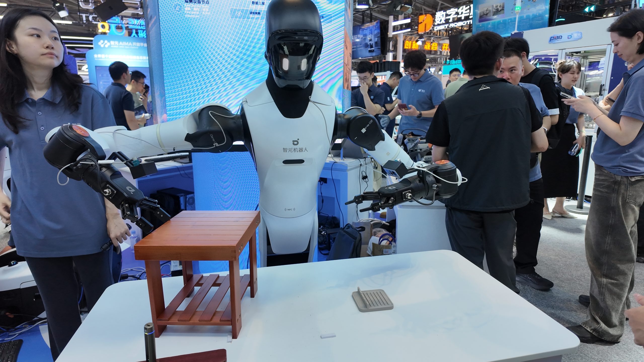 AGIBOT humanoid robot at WAIC 2026 in Shanghai.