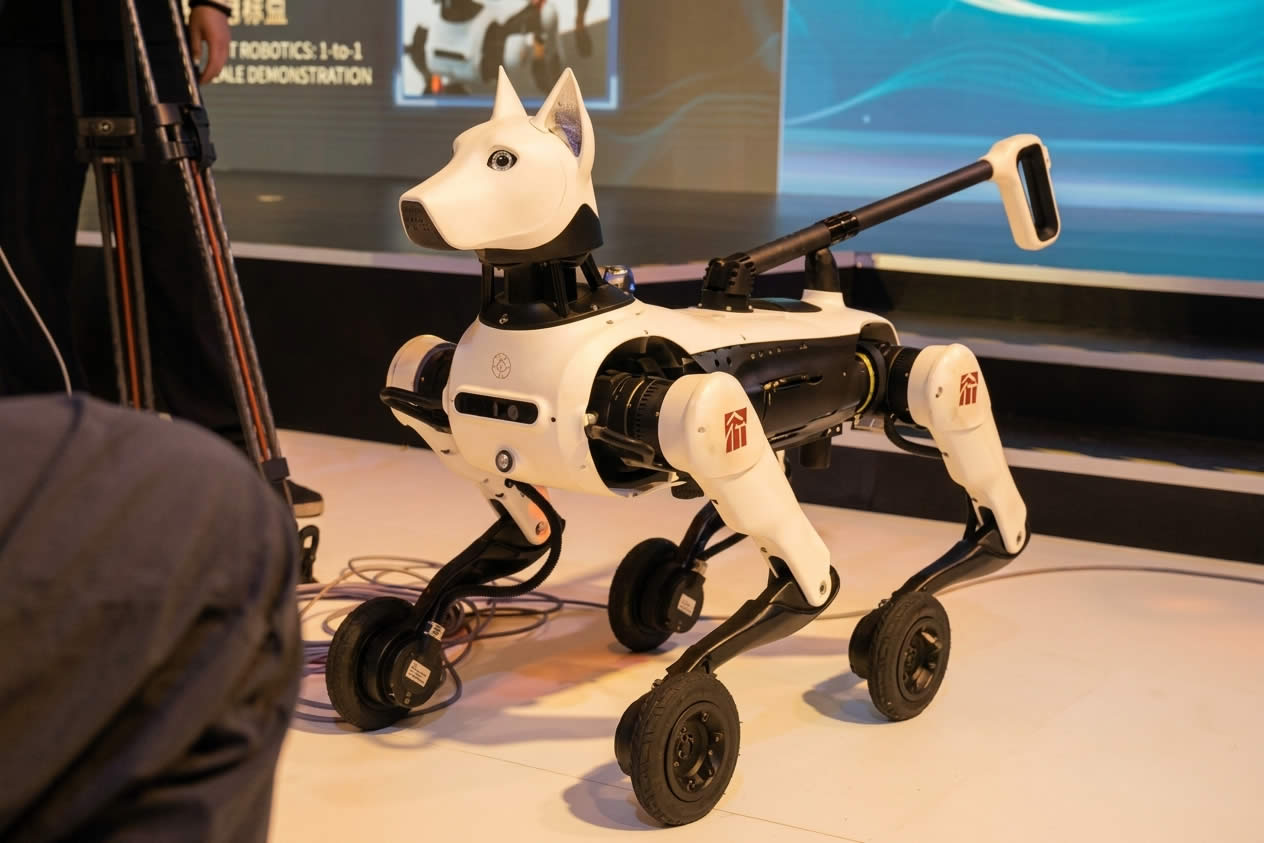 Xiaoyuan Wheel-Legged Guide Robot at the 2026 World Robot Conference